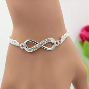 Bracelet Infini plaqué Argent en Alliage de Zinc avec chaîne Strass, Bijoux de Mode