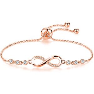 Bracelet Or Rose Coeur Zircon - Bijoux Cadeau Femme