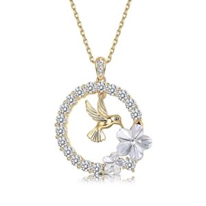 Collier Pendentif Colibri Plaqué Or 18 Carats pour Femmes - Bijoux Collier Maman avec Cristal