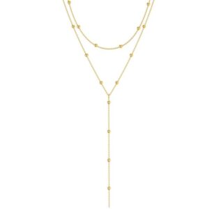 Collier multi-rangs en acier inoxydable en or pour femmes - Chaîne élégante Y, ensemble de bijoux simples