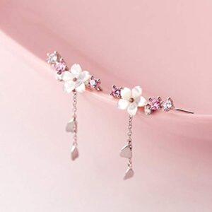 Boucles d'oreilles Goutte Fleur de Cerisier Argent Dame - Bijoux Mode Cadeau