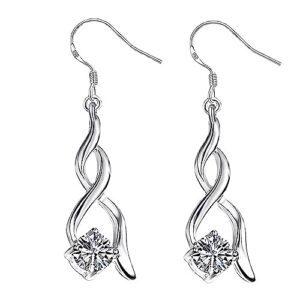 Boucles d'oreilles double torsion acier inoxydable 925 diamants anti-allergie - Bijoux fins pour femmes et filles