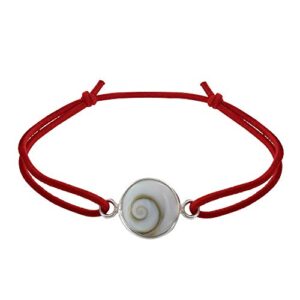 Bracelet Lien Elastique Oeil de Sainte Lucie Rond Argent 925 - Rouge