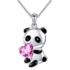 Collier Ras Du Cou Panda Cristal Amour - Panda Coeur Rose Pendentif Chaîne Mignonne - Bijoux Cadeau Femmes